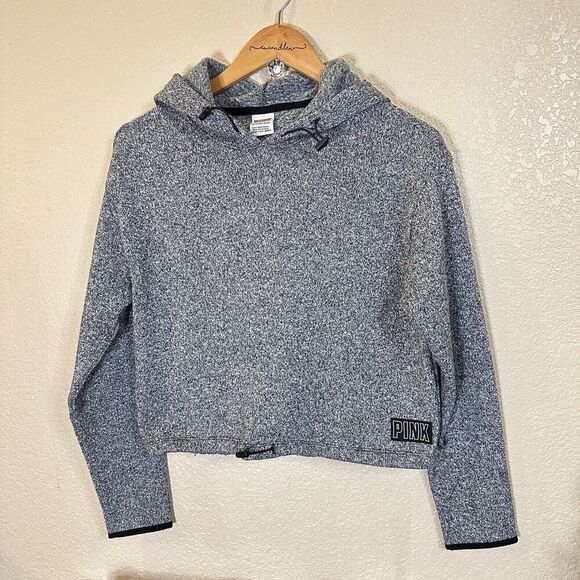 PINK Victoria's Secret Tops - Victorias‎ Secret PINK Cropped Hoodie Bungee Sweatshirt Womens Small Gray Casual